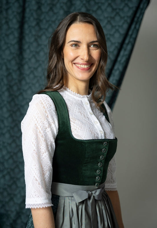 Berwin Lace Dirndl Blouse 3/4 Sleeve "Hilde" white