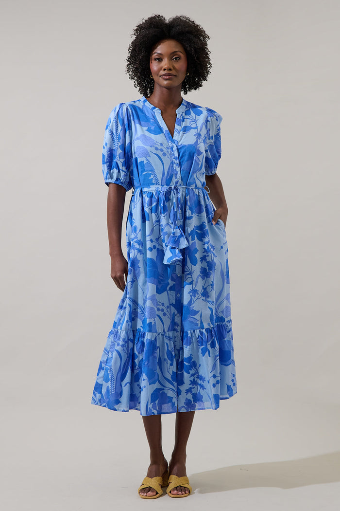 Beth Button Down Midi Dress Veran Floral