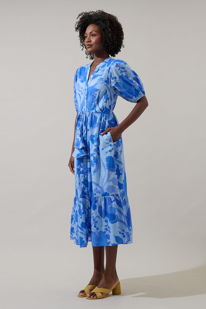 Beth Button Down Midi Dress Veran Floral