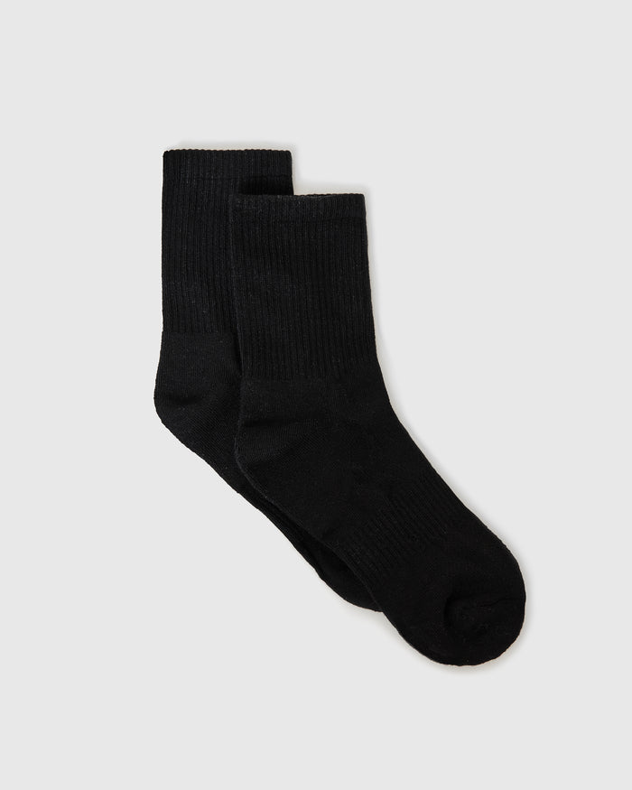 Black Half Crew Socks 3-Pack displayed on a light background.