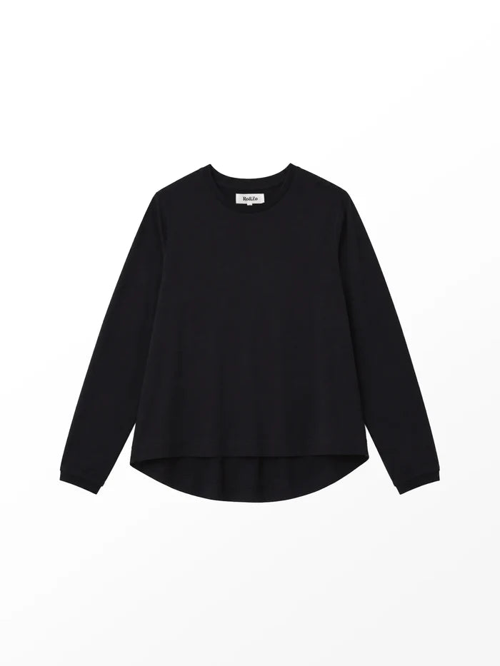 Black cotton long sleeve top