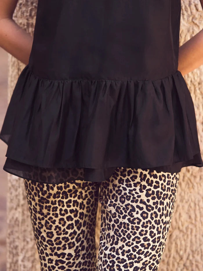 Black Longline Peplum Cami