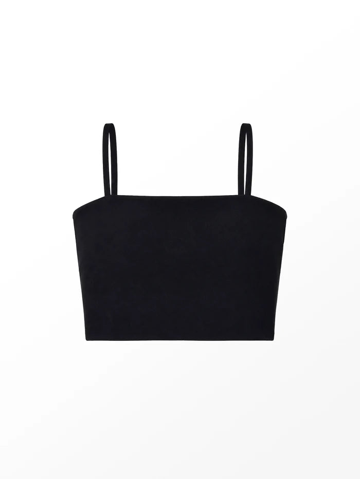 Black ponte top with detachable straps
