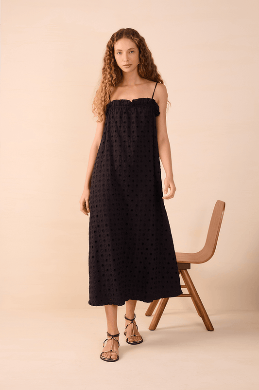 Black Sleeveless Cotton Midi Dress_1