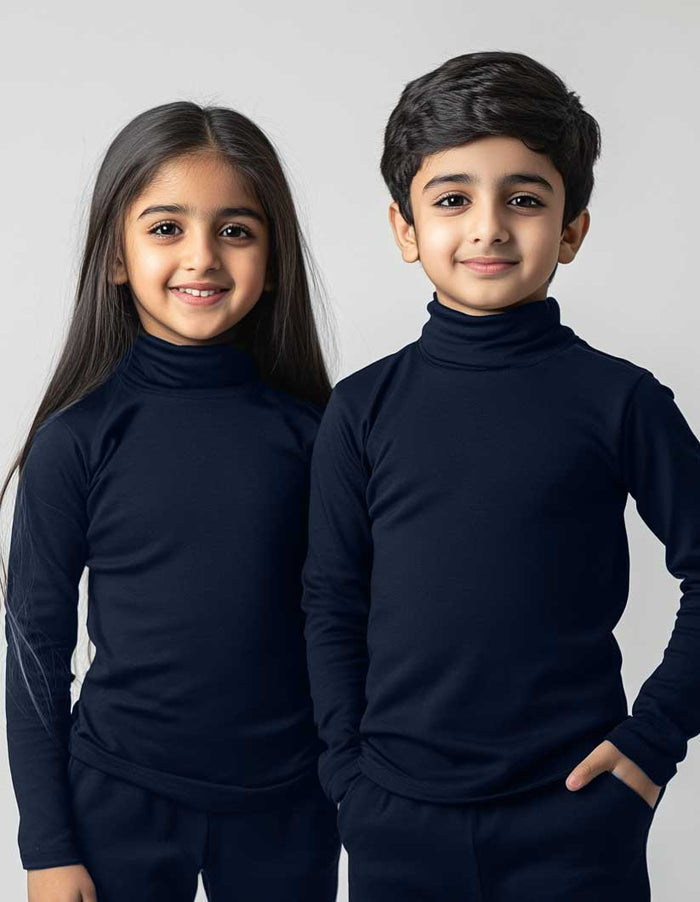 Boys’ Smart Fit High Neck Top – Navy Blue