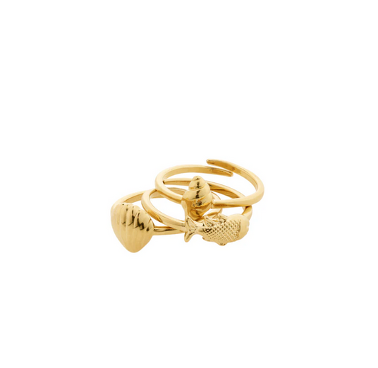 Breeze Seashell 3-in-1 Ring Set Gold