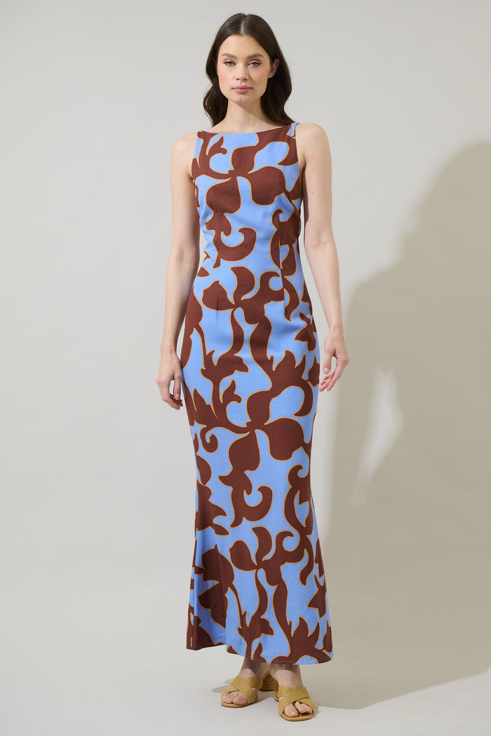 Briley Abstract Mizie Open Back Maxi Dress