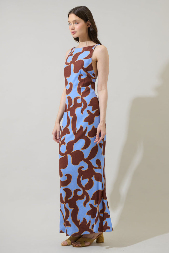 Briley Abstract Mizie Open Back Maxi Dress