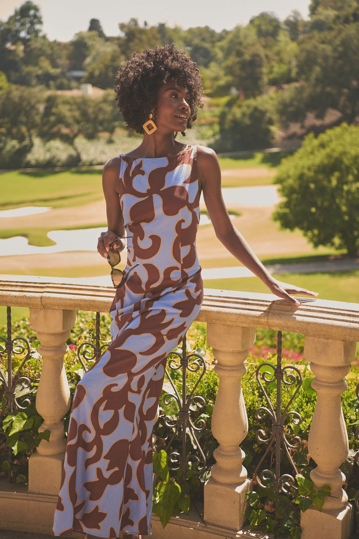 Briley Abstract Mizie Open Back Maxi Dress