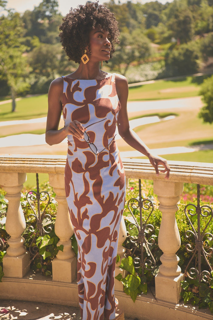 Briley Abstract Mizie Open Back Maxi Dress