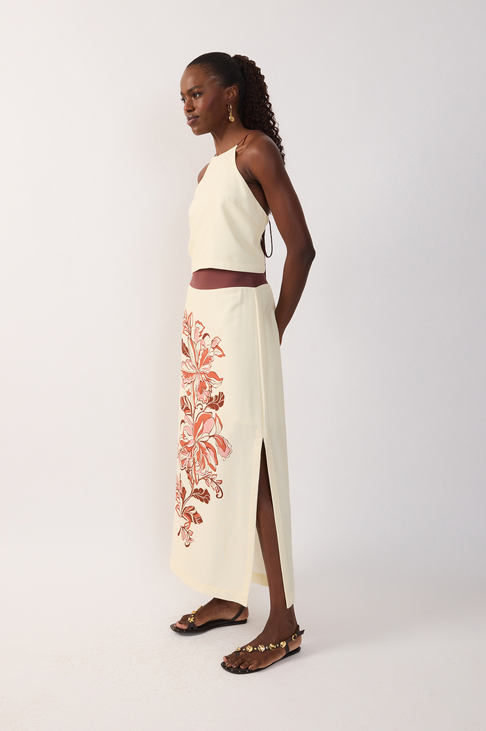 Brown Back Tie Crop Top & Maxi Skirt Set_3