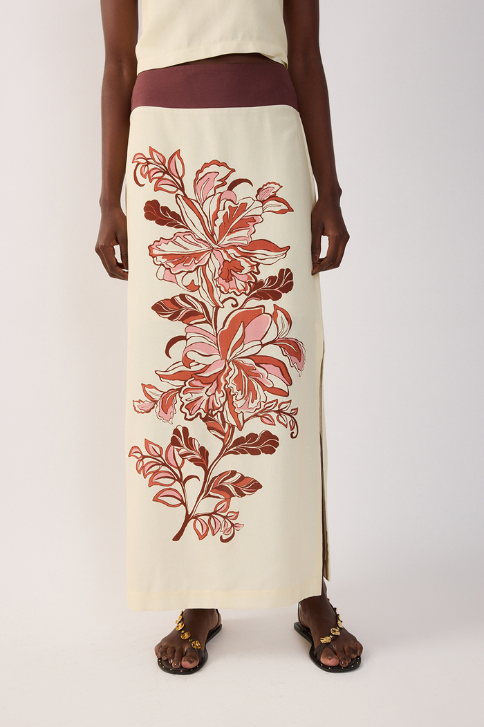 Brown Back Tie Crop Top & Maxi Skirt Set_5