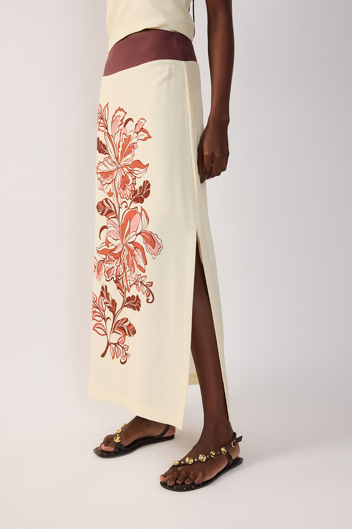 Brown Back Tie Crop Top & Maxi Skirt Set_6