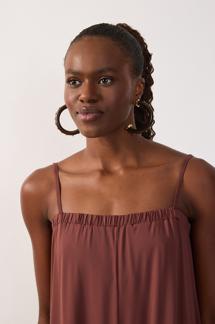 Brown Belted Balloon Jersey Jumpsuit_4