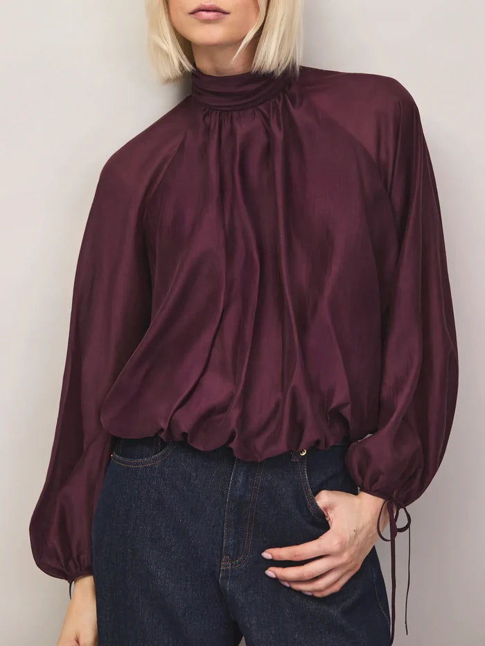 Burgundy Tie-Sleeve Top