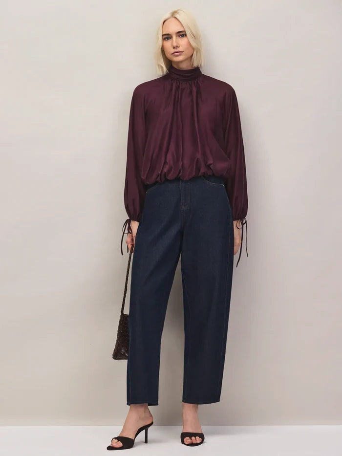 Burgundy Tie-Sleeve Top