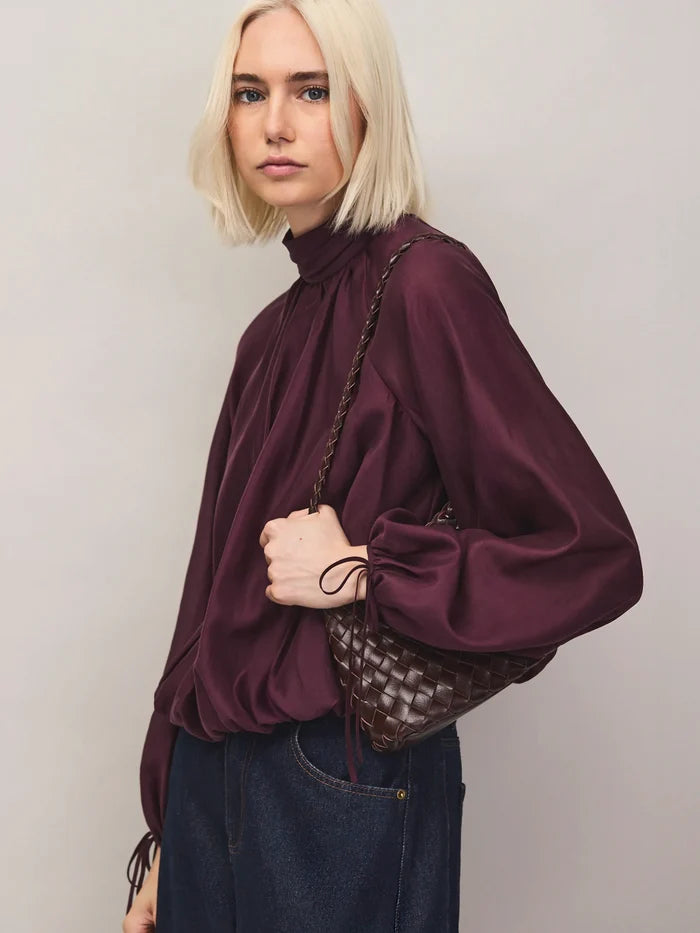 Burgundy Tie-Sleeve Top