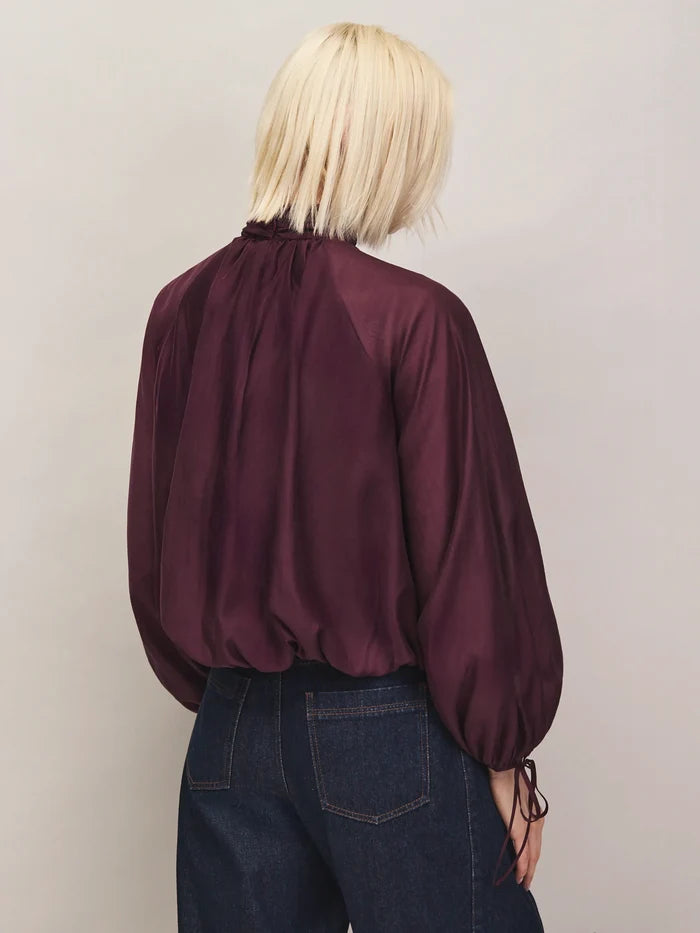 Burgundy Tie-Sleeve Top