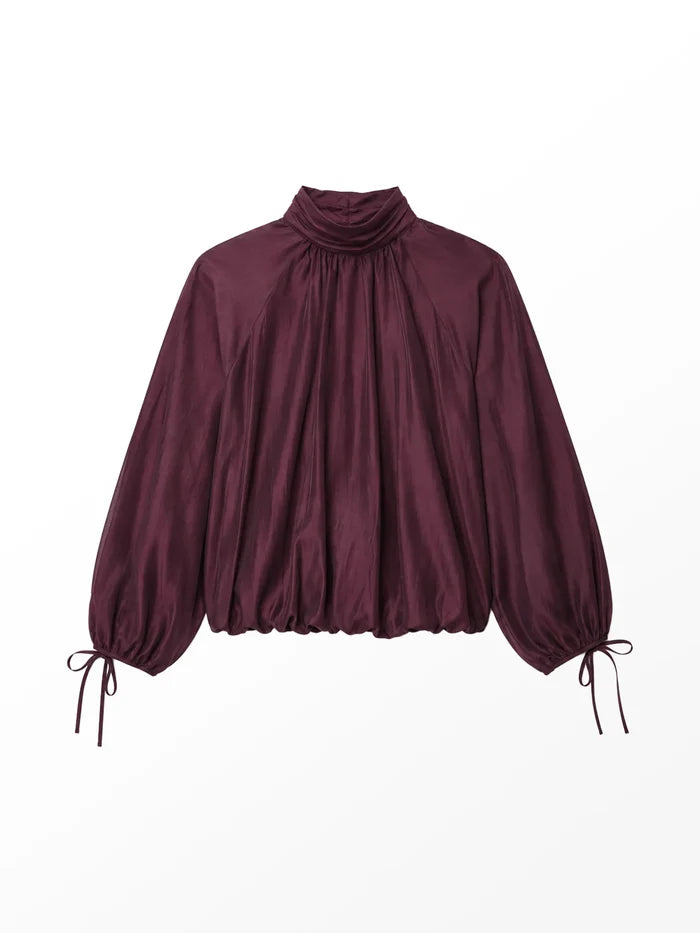 Burgundy Tie-Sleeve Top