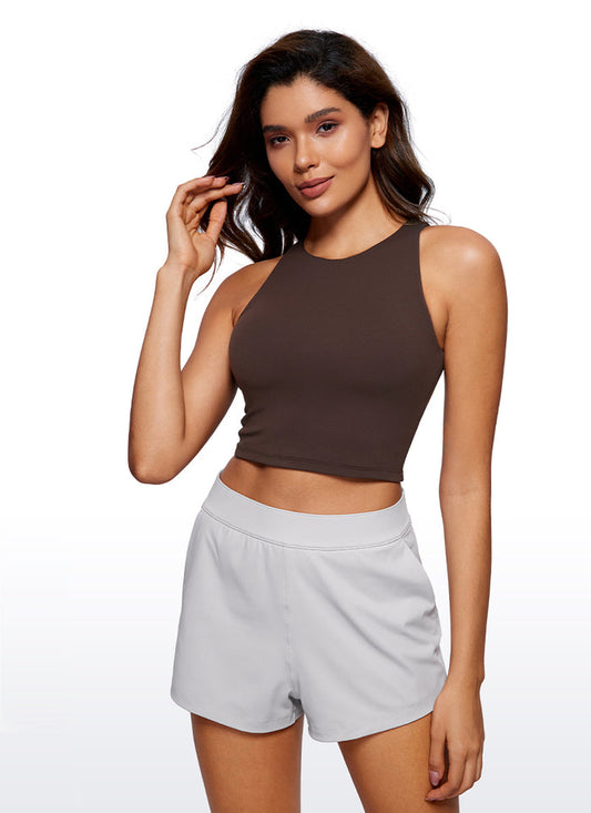 CRZ YOGA Women's Yoga Tight Fit ButterluxeTank Tops Racerback Cropped Hot Fudge Brown