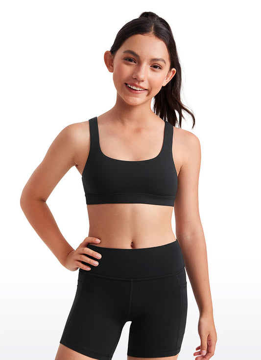 CRZ YOGA girl's Active Sports Butterluxe Teens Scoop Neck UBack Black