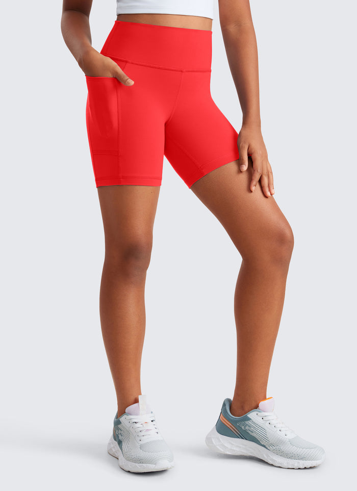 CRZ YOGA Girl's Active Sports Yoga Lounge Butterluxe Yoga Biker Shorts Deep Red