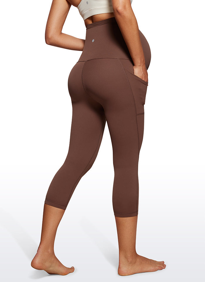 CRZ YOGA Womens Butterluxe Maternity Leggings with Pockets 21" Coffee Brown