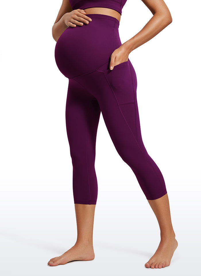 CRZ YOGA Womens Butterluxe Maternity Leggings with Pockets 21" Plum Magenta
