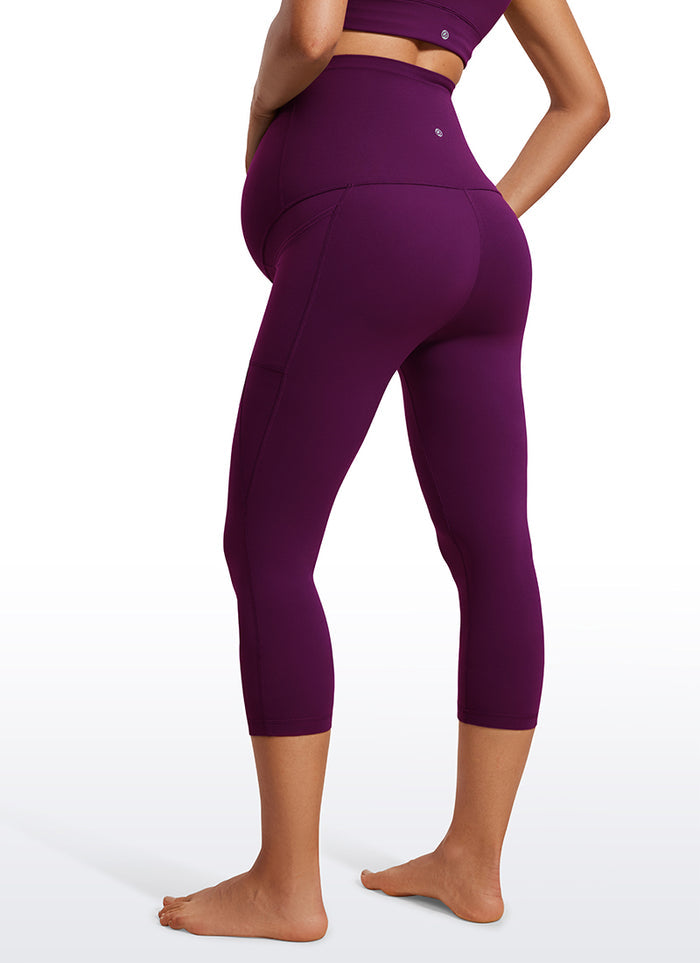 CRZ YOGA Womens Butterluxe Maternity Leggings with Pockets 21" Plum Magenta
