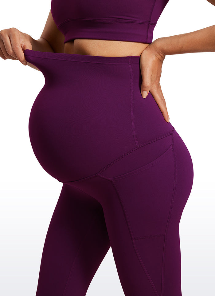 CRZ YOGA Womens Butterluxe Maternity Leggings with Pockets 21" Plum Magenta