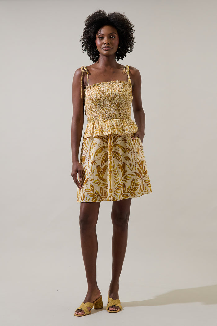 Calina Tropical Irvine Smocked Mini Dress