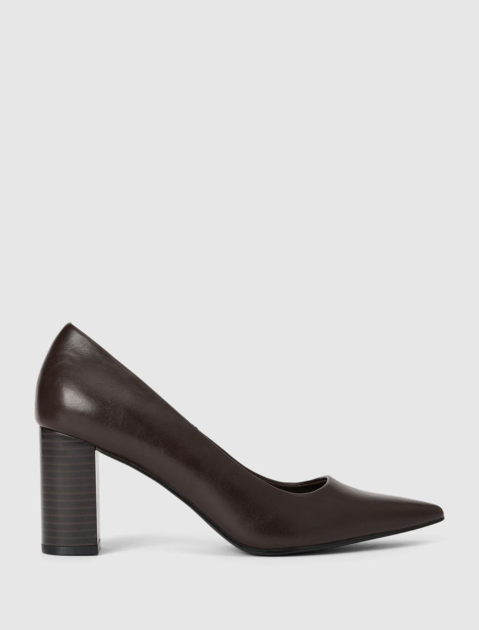 Cameron 2 Block Heel Court Shoe Chocolate Brown Forever New