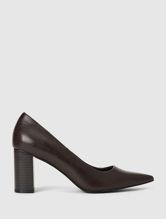 Cameron 2 Block Heel Court Shoe Chocolate Brown Forever New