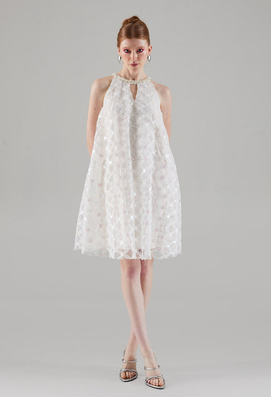Celestial Halter Keyhole Midi Dress