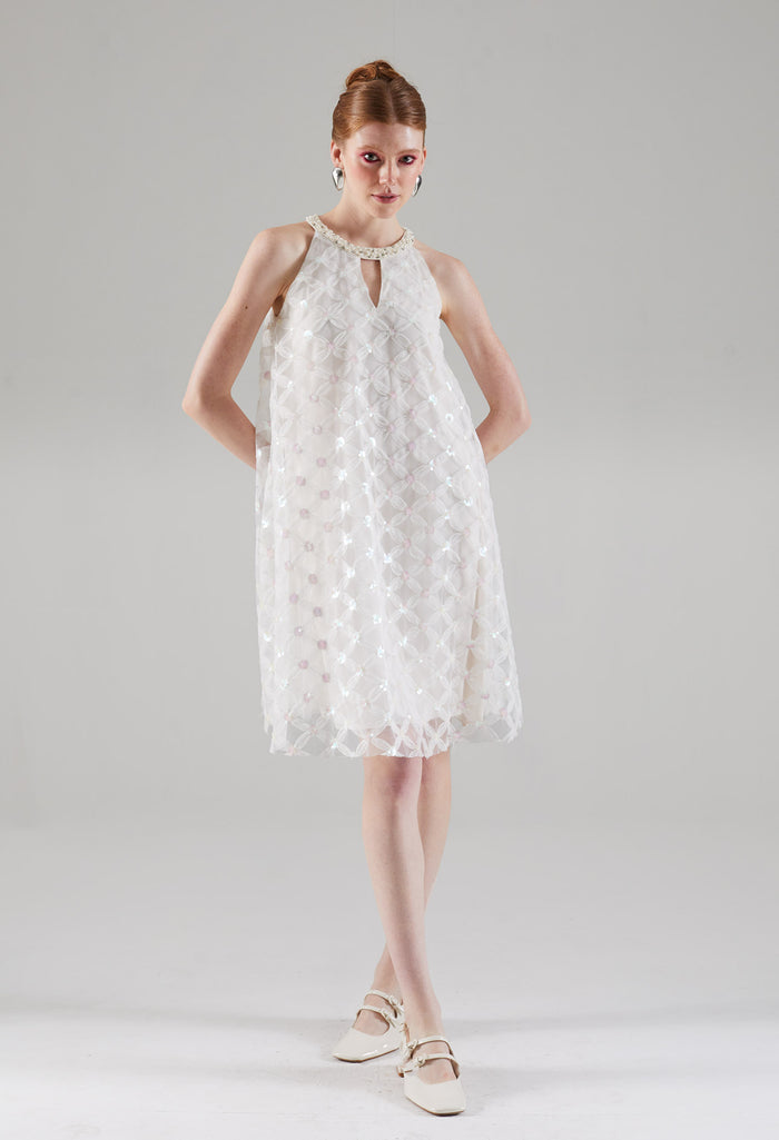 Celestial Halter Keyhole Midi Dress