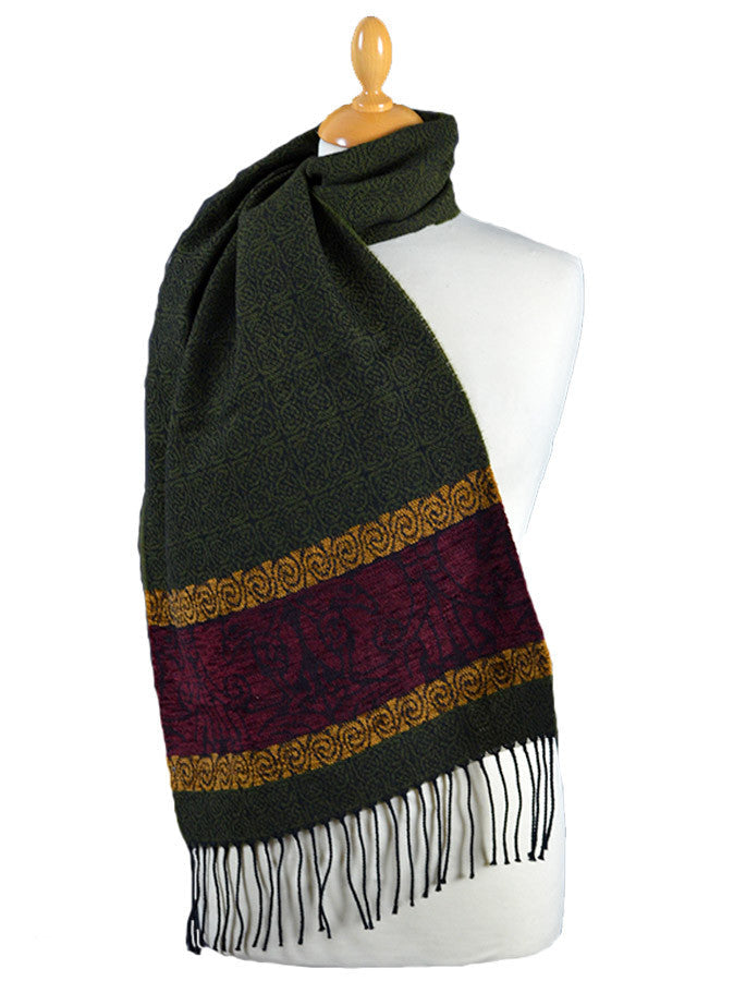 Celtic Birds Pattern Scarf - Olive #color_olive
