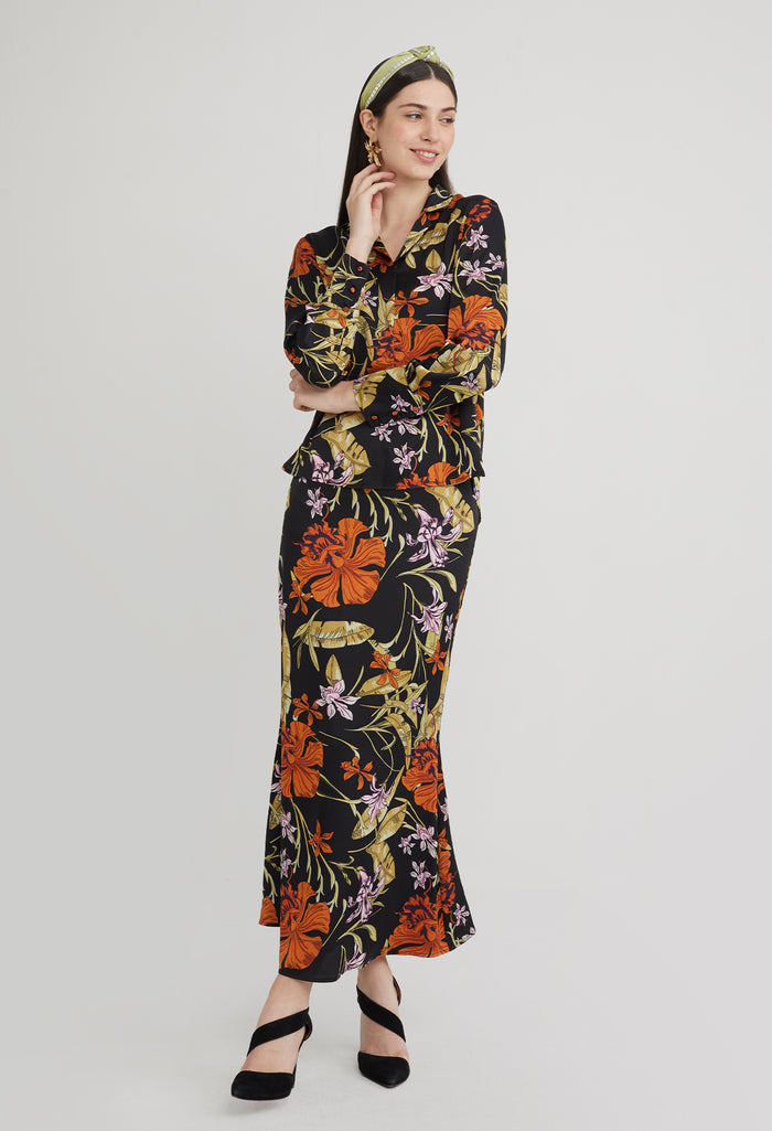 Ceria Floral Satin Skirt