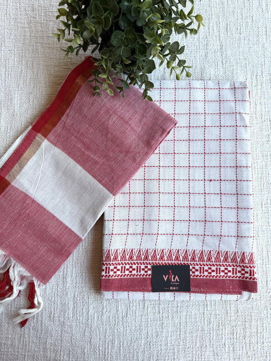 Checked pure cotton suit set