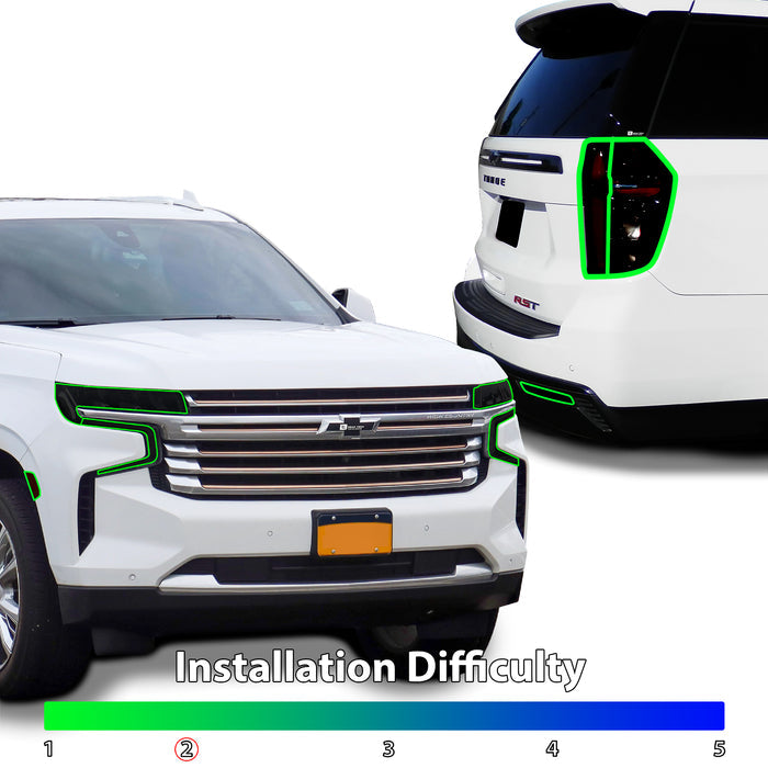 Full Headlight Taillight Precut Smoked PPF Tint Kit Film Overlay Fits Chevy Tahoe Suburban 2021 - 2024 - Bogar Tech Designs