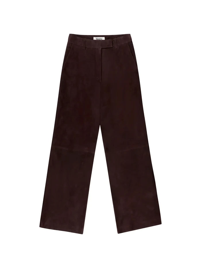 Chocolate Brown Suede Wide Leg Trousers