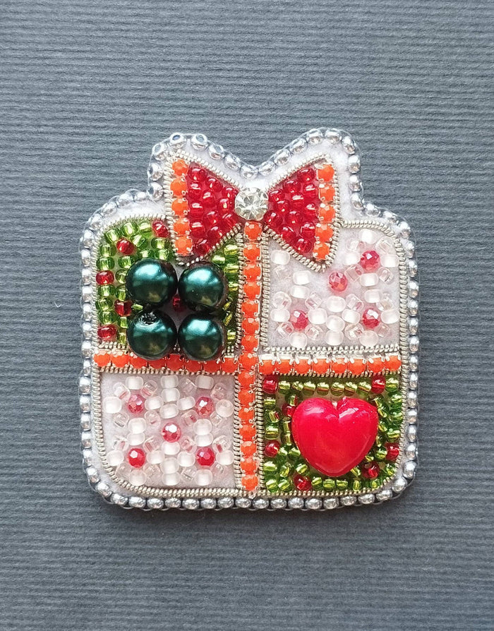 Christmas Present Beaded Embroidery Brooch/Hanging Decoration Kit