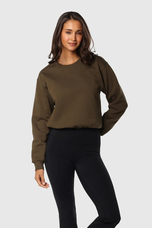 Cinch-Waist Crewneck Sweaters - Front