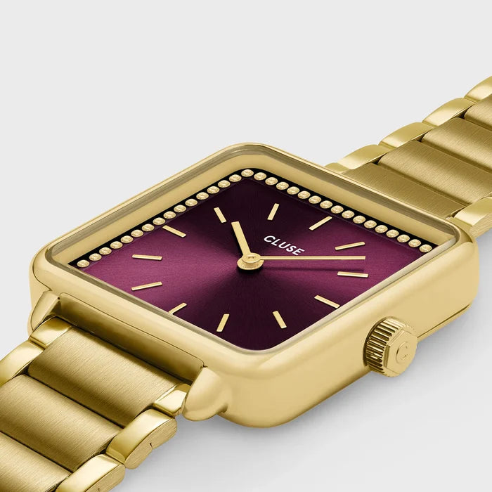Cluse La Tétragone Watch Steel, Wine stones, Gold Colour
CW10314