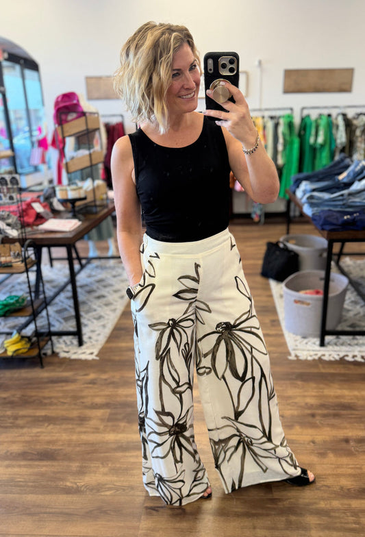 Coastal Bloom Wide Leg Pants