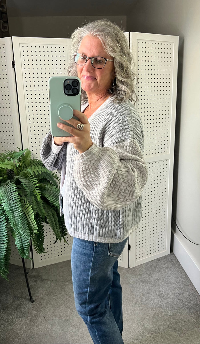 Contrast Open Front Long Sleeve Oversized Cardigan - 4 colors
