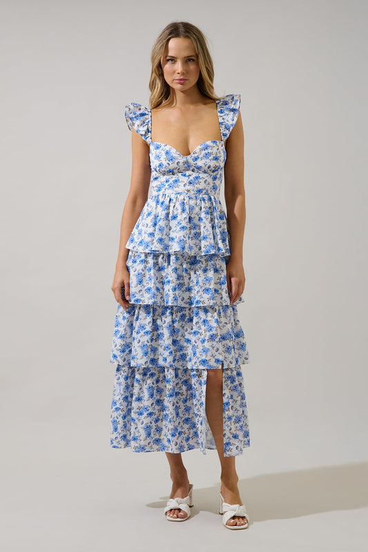 Covina Tiered Midi Dress Patty Floral
