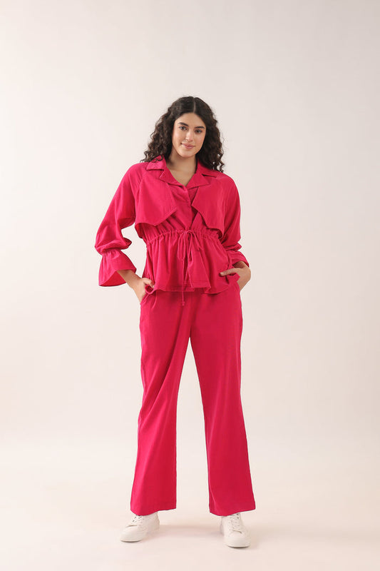 Cranberry Popsicle  Cotton Corduroy Co-ord Set