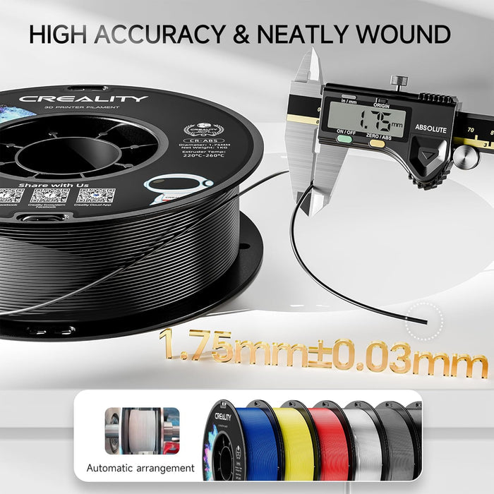 Creality ABS Filament 1.75mm Black 3D Printer Filaments, 1kg(2.2lbs) – Image 2 | DroneNerds