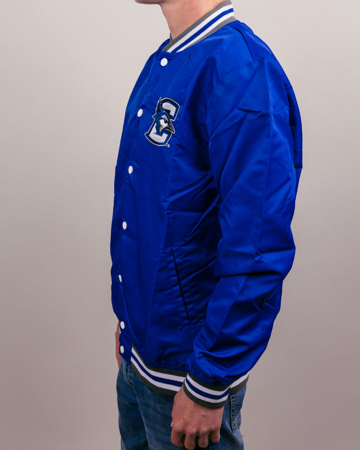 Royal Blue Creighton Bluejays Vintage Varsity Jacket Side