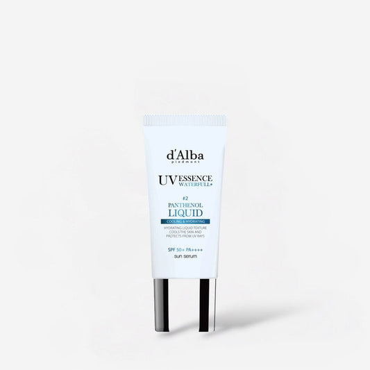 d’Alba UV Essence Waterfull Panthenol Liquid Sun Serum 50ml مصل الشمس السائل من دالبا يو في إيسنس واترفول بانثينول - Princess Cosmetics Qatar